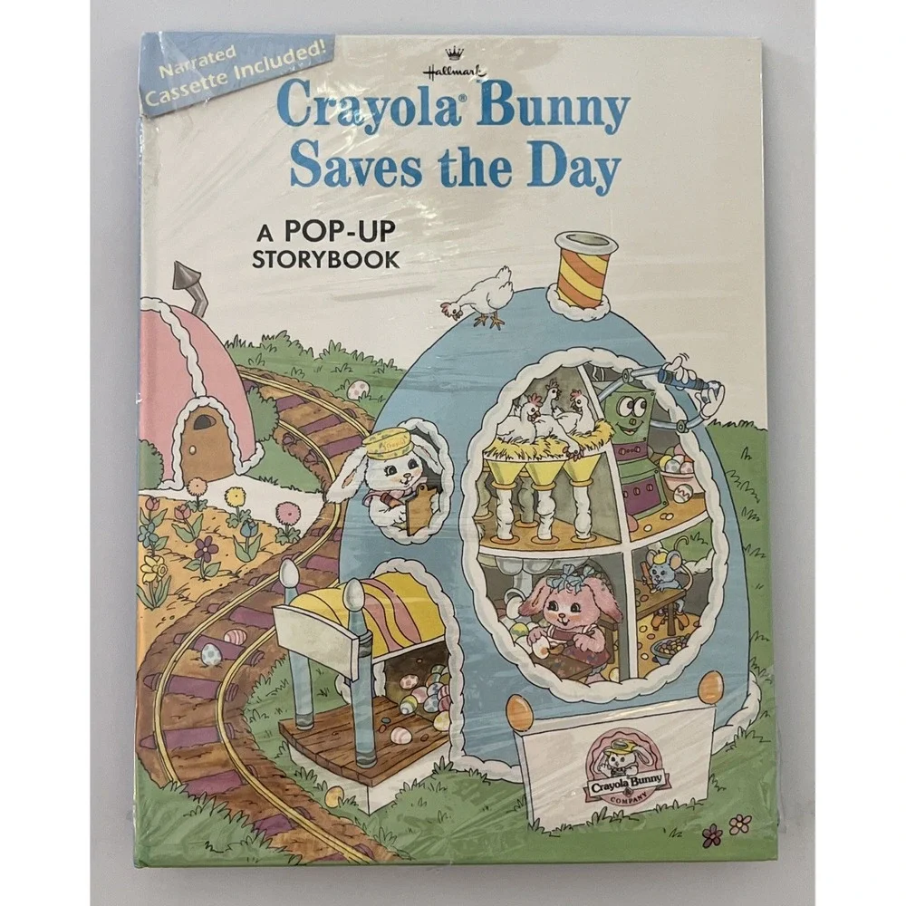 Hallmark‎ Easter 1990 Crayola Bunny Pop-Up Storybook & Narrated Cassette VTG NEW